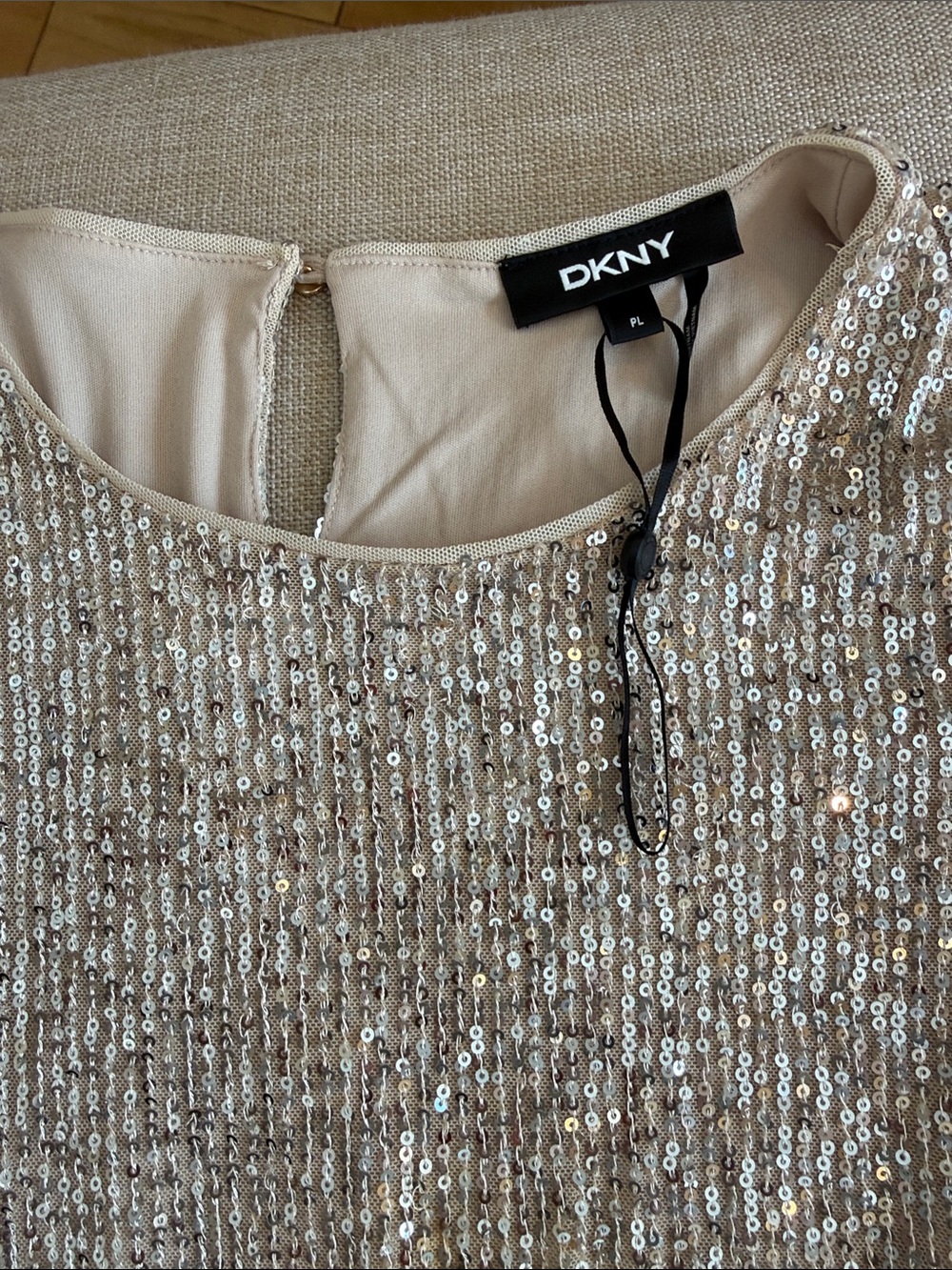 DKNY Sequin Tank Top in Champagne
